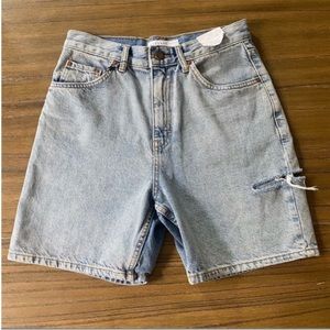 Topshop Editor high rise mid length denim shorts